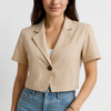 Blazer croppé femme - veste ajustée à manches courtes au design élégant pour le bureau et les sorties décontractées