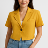 Blazer croppé femme - veste ajustée à manches courtes au design élégant pour le bureau et les sorties décontractées