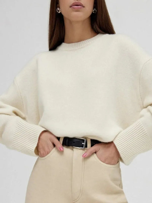 Pull en tricot pour femmes - haut en maille chaud au style décontracté