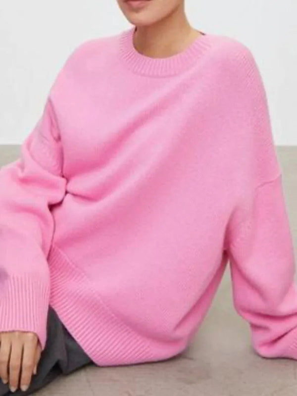 Pull en tricot pour femmes - haut en maille chaud au style décontracté