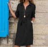 Robe chemise femme avec détail à nouer - tissu léger pour vos sorties décontractées