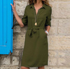 Robe chemise femme avec détail à nouer - tissu léger pour vos sorties décontractées