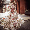 Robe maxi femme élégante à imprimé floral avec ceinture - pour les occasions formelles