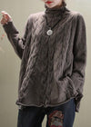 Pull en maille casual pour femme, col roulé relax, jumper noir pour l'automne - doux et polyvalent pour le quotidien