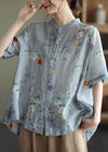 Chemisier décontracté femme à manches mi-longues avec broderie florale - chemise légère pour le quotidien