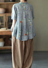 Chemisier décontracté femme à manches mi-longues avec broderie florale - chemise légère pour le quotidien
