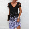 Robe à manches en dentelle - robe v-neck élégante pour femmes