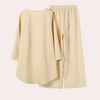 Ensemble de détente pour dames en 2 pièces - top élégant et pantalon à larges jambes