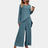 Ensemble de détente pour dames en 2 pièces - top élégant et pantalon à larges jambes