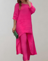 Ensemble tunique asymétrique et pantalon pour femmes - une tenue légère pour les occasions décontractées