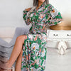 Robe chemise longue à imprimé floral pour femme - maxi dress élégante pour toutes les occasions