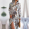 Robe chemise longue à imprimé floral pour femme - maxi dress élégante pour toutes les occasions