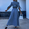 Robe en denim pour femme - robe maxi boutonnée tendance en bleu pour le quotidien