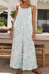 Salopette large à fleurs pour femmes - bleu clair, tenue d'été décontractée