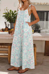 Salopette large à fleurs pour femmes - bleu clair, tenue d'été décontractée