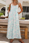 Salopette large à fleurs pour femmes - bleu clair, tenue d'été décontractée