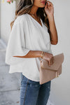 Blouse en chiffon pour femmes - top léger drapé, polyvalent et chic pour le casual ou les soirées