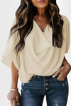 Blouse en chiffon pour femmes - top léger drapé, polyvalent et chic pour le casual ou les soirées