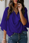 Blouse en chiffon pour femmes - top léger drapé, polyvalent et chic pour le casual ou les soirées