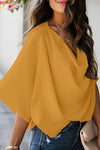 Blouse en chiffon pour femmes - top léger drapé, polyvalent et chic pour le casual ou les soirées