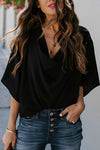 Blouse en chiffon pour femmes - top léger drapé, polyvalent et chic pour le casual ou les soirées