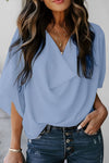 Blouse en chiffon pour femmes - top léger drapé, polyvalent et chic pour le casual ou les soirées