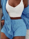 Ensemble de détente pour femmes en 2 pièces – haut en polaire douce et shorts pour la relaxation