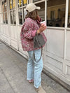 Veste matelassée à motifs floraux pour femmes - vêtements d'extérieur casual élégants en rose cozy
