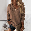Pull en maille à col en v - tricot élégant pour femmes