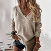 Pull en maille à col en v - tricot élégant pour femmes