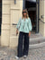 Blouse à manches bouffantes pour femmes - design rayé élégant avec détail à nouer pour un style décontracté au quotidien