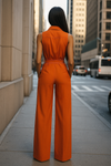 Combinaison pour femme élégante à jambes larges - tenue décontractée en orange