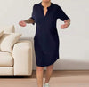 Robe tunique à manches courtes pour femmes - tissu doux pour des occasions décontractées et semi-formelles