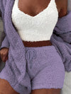 Ensemble de détente pour femmes en 2 pièces – haut en polaire douce et shorts pour la relaxation