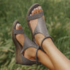 Sandales à talons compensés en cuir pour femmes - chaussures tendance pour vos sorties estivales