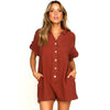 Combinaison décontractée pour femmes avec poches - playsuit à manches courtes polyvalent pour un look casual au quotidien