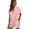 Combinaison décontractée pour femmes avec poches - playsuit à manches courtes polyvalent pour un look casual au quotidien