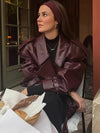 Veste en cuir oversized pour femmes rouge - élégante veste d'automne pour looks casual et raffinés