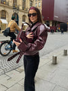 Veste en cuir oversized pour femmes rouge - élégante veste d'automne pour looks casual et raffinés
