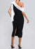 Robe midi noire élégante pour femmes avec un nœud blanc - pour les soirées et occasions habillées