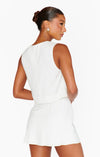 Top débardeur élégant en lin blanc pour femmes - tenue décontractée chic pour toutes les occasions