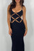 Robe de soirée coupe échancrée en noir élégant - mode chic sans manches
