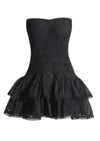 Robe de soirée pour femmes - élégante robe noire à jupe superposée pour les grandes occasions