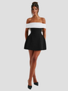 Robe de soirée élégante noire et blanche à épaules nues pour femmes - pour les occasions spéciales