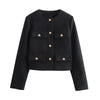 Veste cintrée cropped pour femmes avec boutons dorés - mode élégante au bureau et pour vos soirées