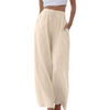Pantalons larges en lin léger pour femmes - design taille haute flatteur avec poches