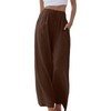 Pantalons larges en lin léger pour femmes - design taille haute flatteur avec poches