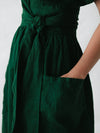 Robe midi en lin pour femmes à nouer - chic pour vos sorties d'été