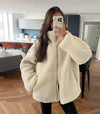 Veste en polaire pour femmes - veste zippée en peluche douce avec poches fonctionnelles pour un look décontracté