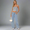 Jeans femme taille basse à coupe droite - denim décontracté pour les jours de détente
